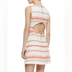 Alice Olivia Eli Knit Boat Neck Tweed Lined Double Zip Dress Size 2 Royalcore